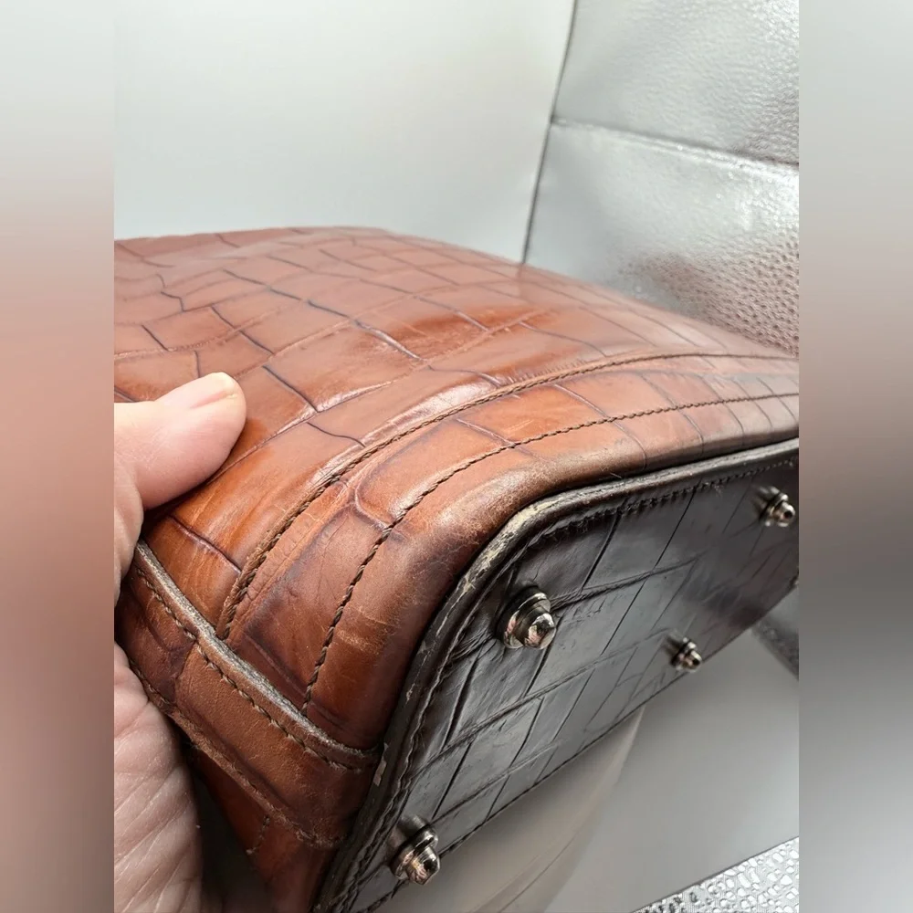 Vintage Dooney & Bourke Brown Croco Embossed Leather Hobo Bag + Wallet USA - Picture 7 of 16